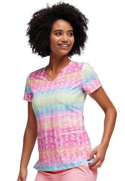 Tye Dye Vibes HeartSoul Print V Neck Scrub Top HS638 TDVB - Scrubs Select
