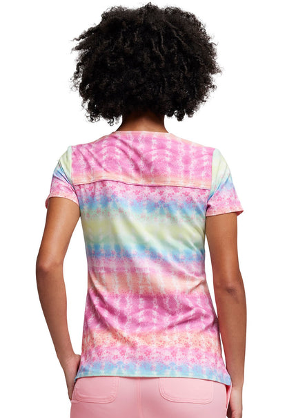 Tye Dye Vibes HeartSoul Print V Neck Scrub Top HS638 TDVB - Scrubs Select