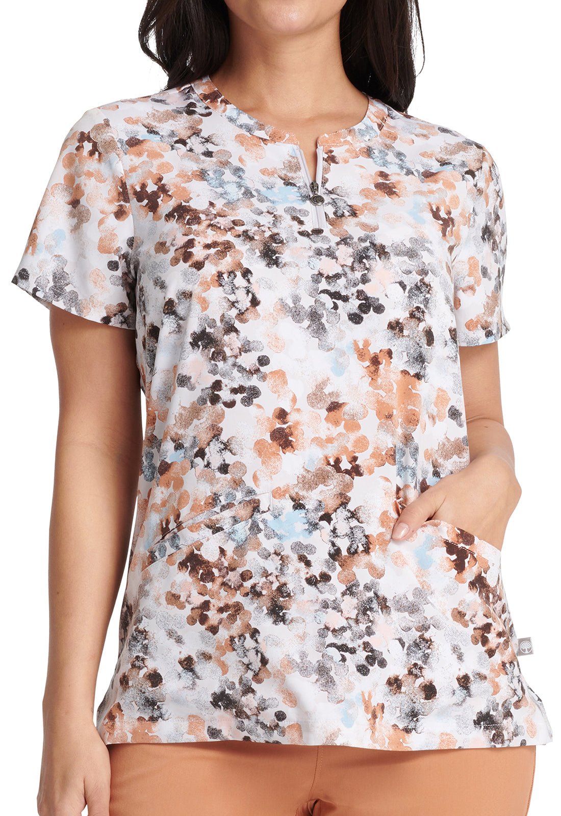 Water Color Healing Hands Limited Edition Zip Front Scrub Top HH900X WACO - Scrubs Select