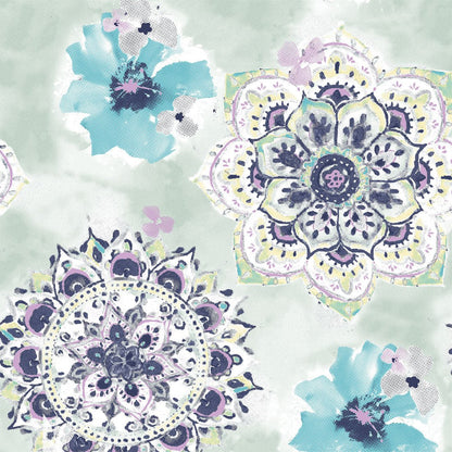 Water Color Medallion Healing Hands Print Scrub Zip Front Top 2271 WCMD - Scrubs Select