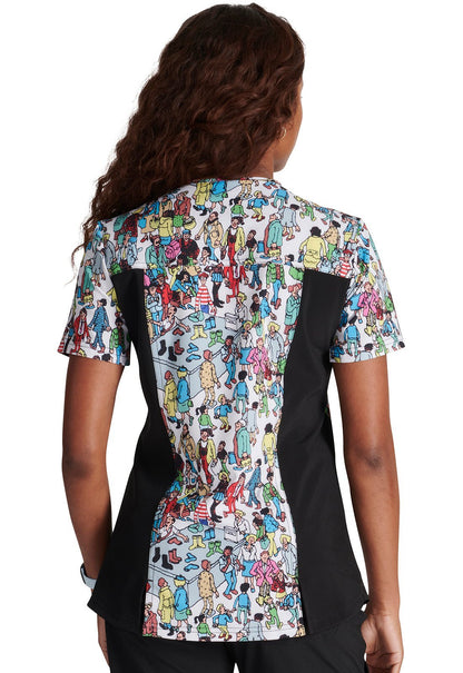 Where's Waldo Cherokee Tooniforms Licensed Dreamworks V Neck Scrub Top TF764 LDWW - Scrubs Select