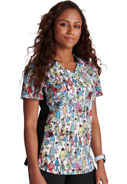 Where's Waldo Cherokee Tooniforms Licensed Dreamworks V Neck Scrub Top TF764 LDWW - Scrubs Select