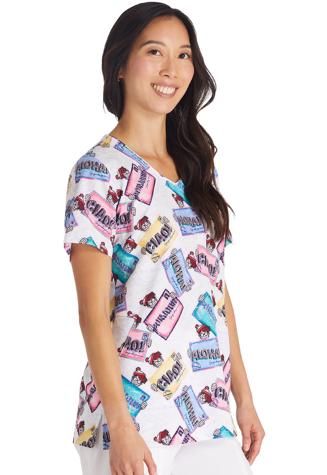 Where's Waldo Tooniforms Licensed V Neck Scrub Top TF626 LDRH - Scrubs Select