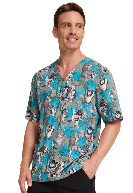 Wild Rumpus Tooniforms Where The Wild Things Are Unisex V-Neck Scrub Top TF606 WDUP - Scrubs Select