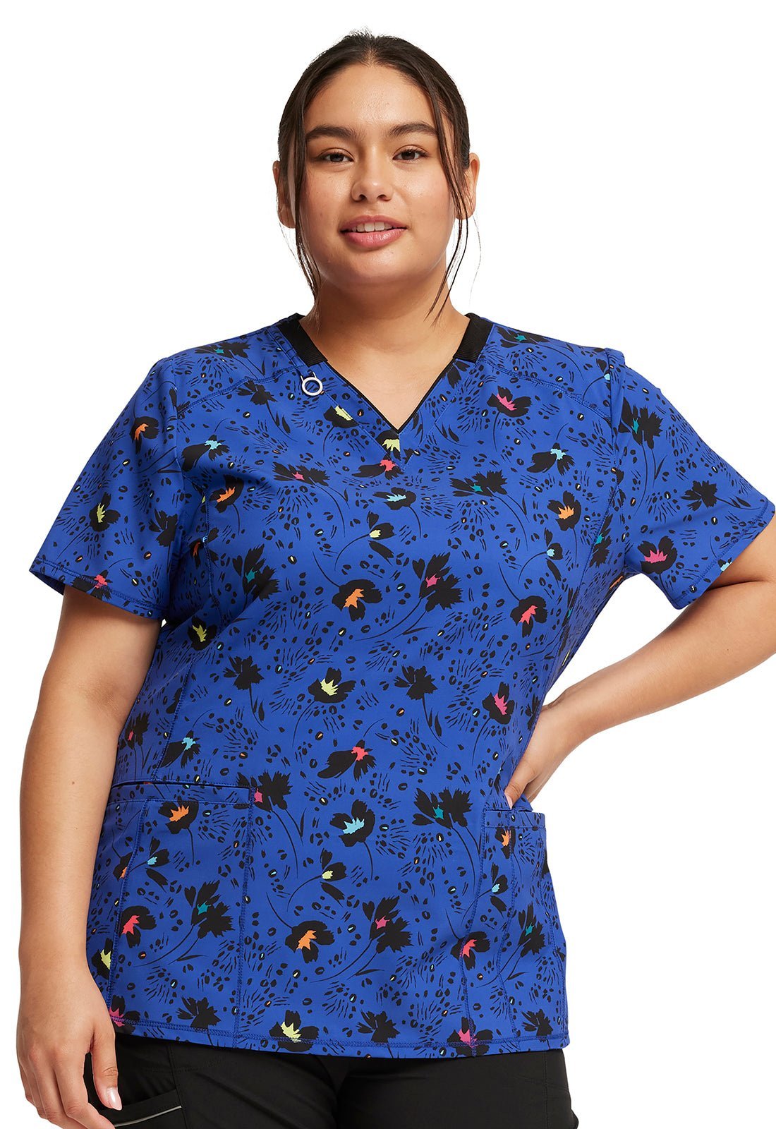 Wildflower Frenzy Cherokee Print V Neck Scrub Top CK634 WDFZ - Scrubs Select