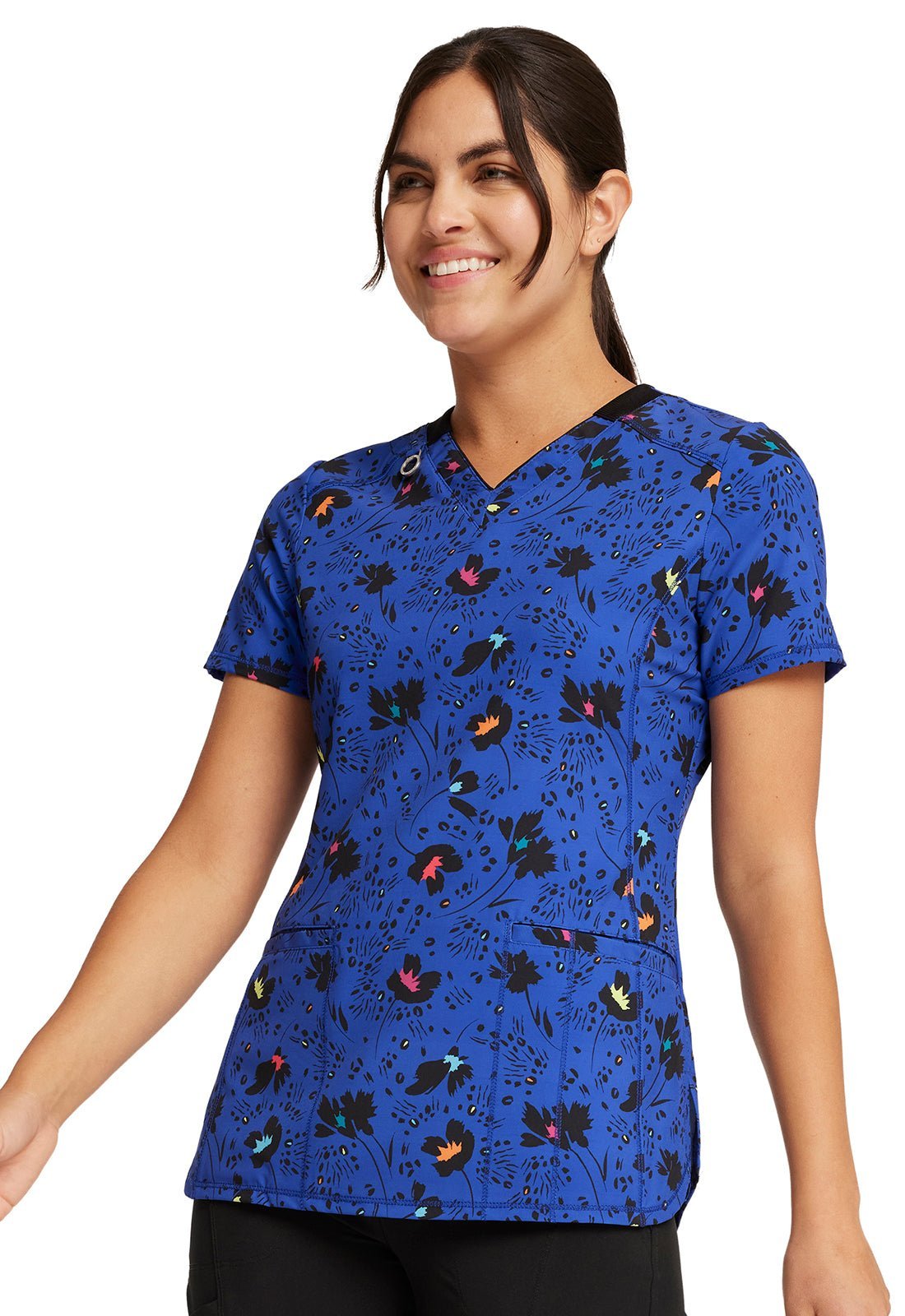 Wildflower Frenzy Cherokee Print V Neck Scrub Top CK634 WDFZ - Scrubs Select