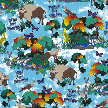 Wildlife Animal Cherokee Print V Neck Scrub Top CK637 WLSC - Scrubs Select