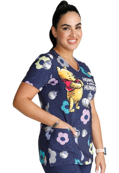 Winnie The Pooh Cherokee Tooniforms Disney V Neck Scrub Top TF614 PHHM - Scrubs Select