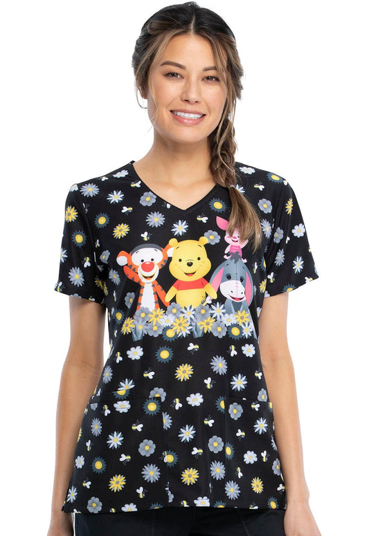 Winnie The Pooh Tooniforms Disney V Neck Scrub Top TF614 PHUN - Scrubs Select