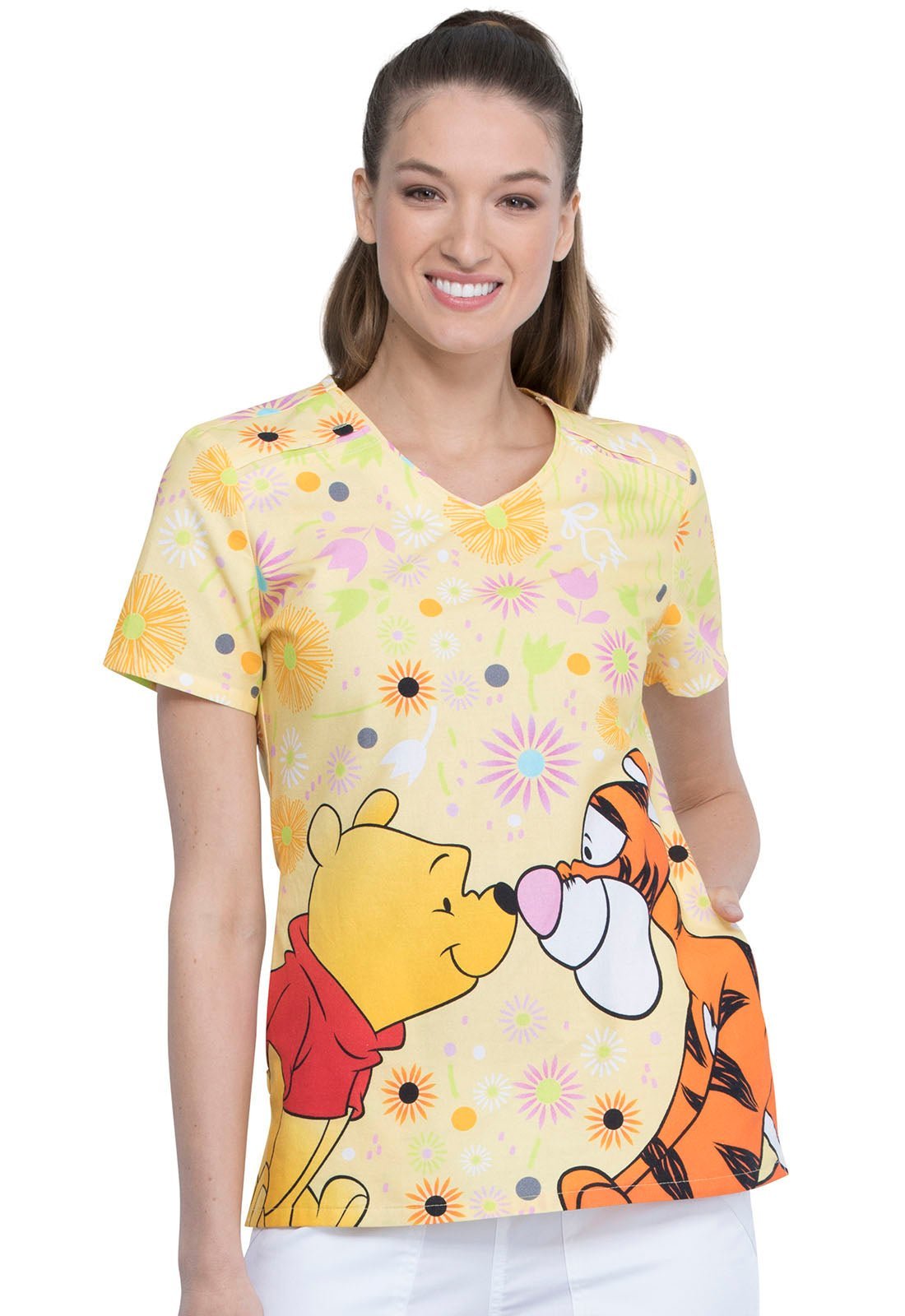 Winnie The Pooh Tooniforms Disney V Neck Scrub Top TF690 PHBT - Scrubs Select