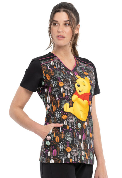 Winnie The Pooh Tooniforms Licensed Disney V - Neck Scrub Top TF639 PHSR - Scrubs Select