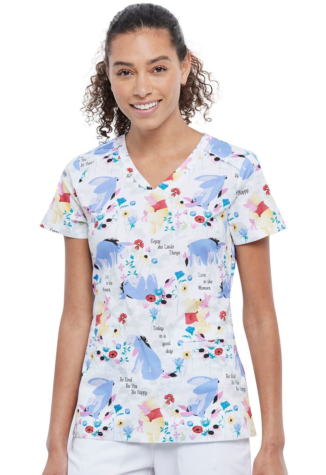 Winnie The Pooh Tooniforms Licensed Disney V Neck Scrub Top TF666 PHOR - Scrubs Select