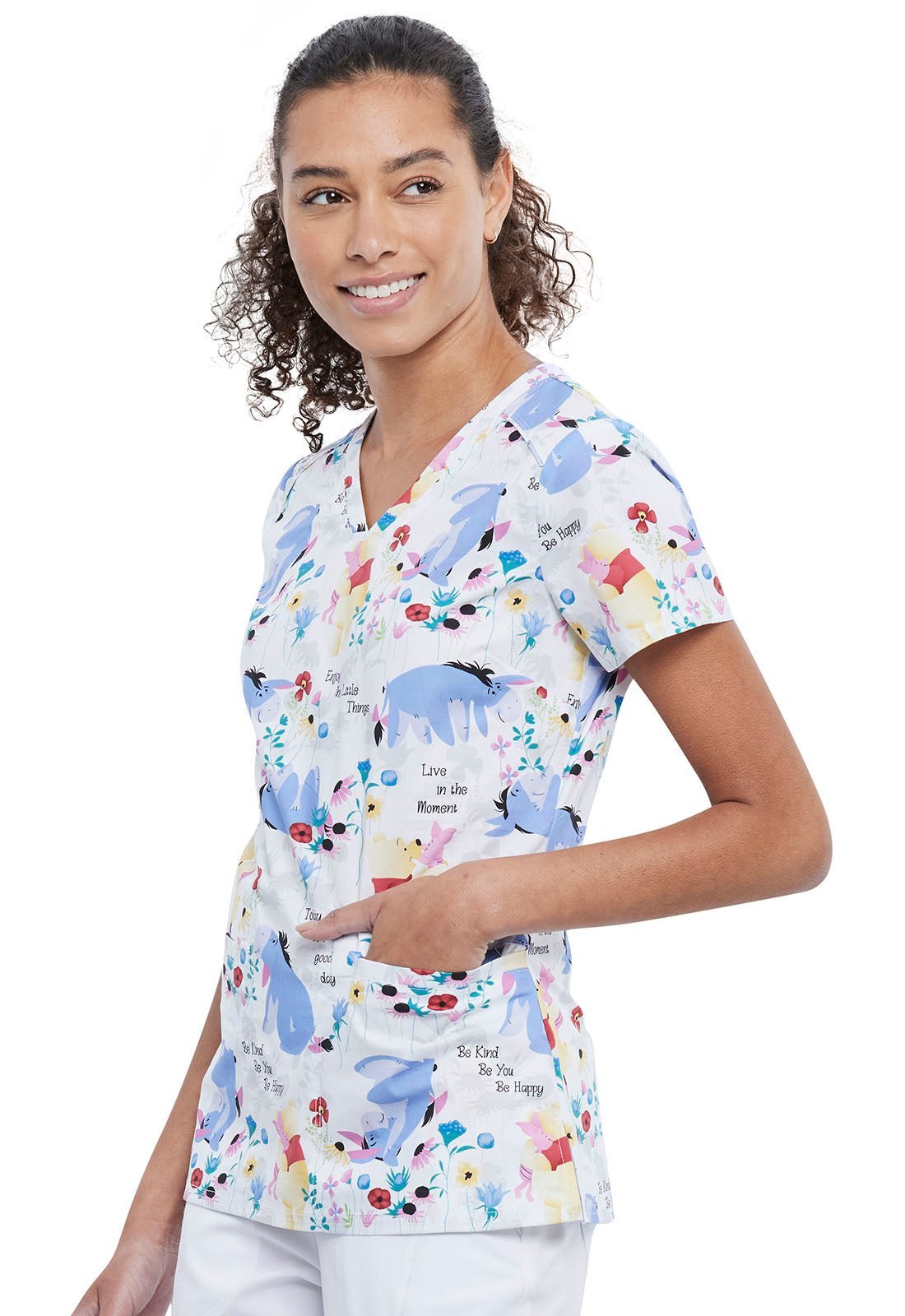 Winnie The Pooh Tooniforms Licensed Disney V Neck Scrub Top TF666 PHOR - Scrubs Select