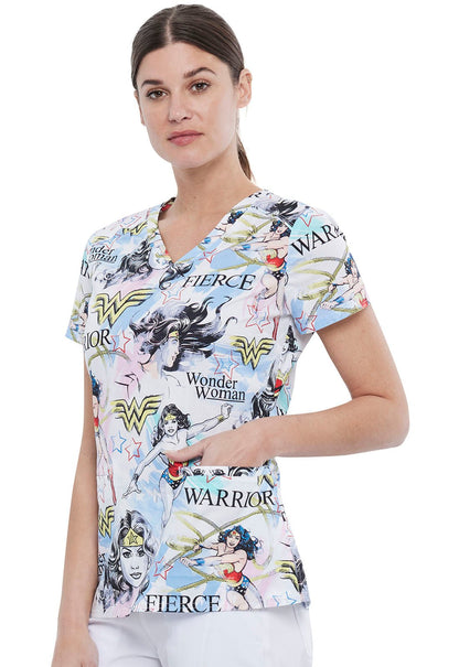 Wonder Woman Tooniforms Licensed DC Comics V Neck Scrub Top TF666 DMFW - Scrubs Select