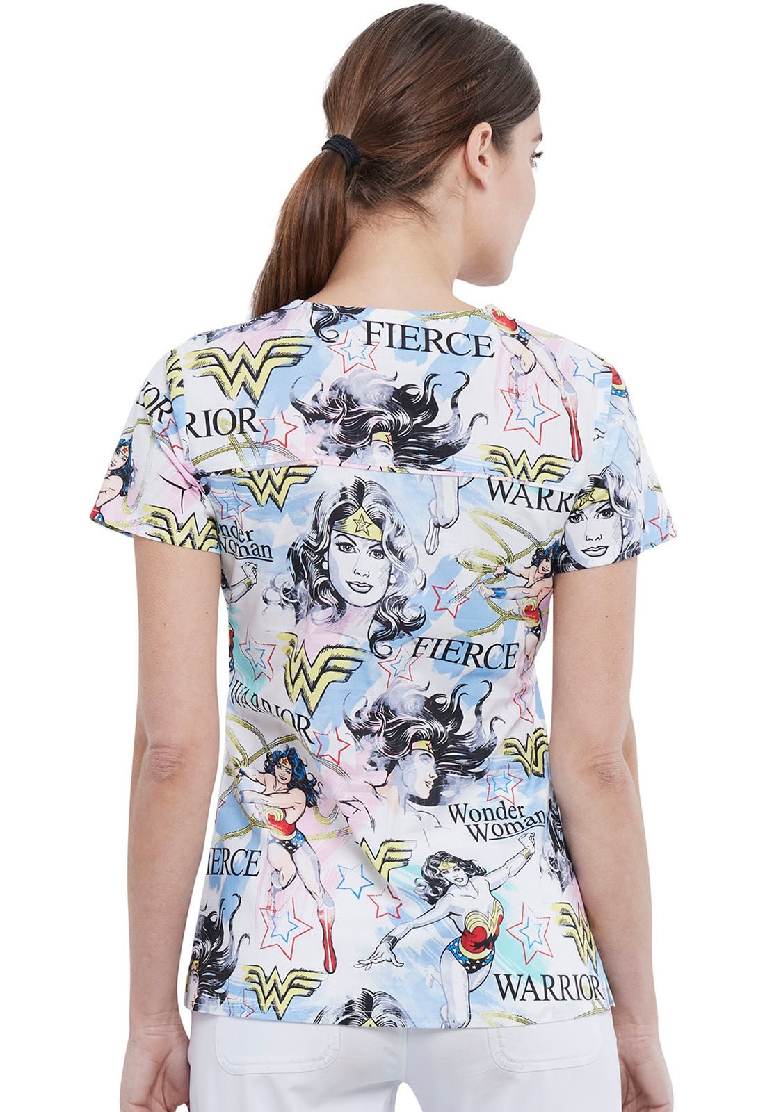 Wonder Woman Tooniforms Licensed DC Comics V Neck Scrub Top TF666 DMFW - Scrubs Select
