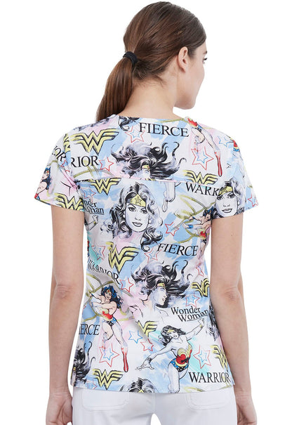 Wonder Woman Tooniforms Licensed DC Comics V Neck Scrub Top TF666 DMFW - Scrubs Select