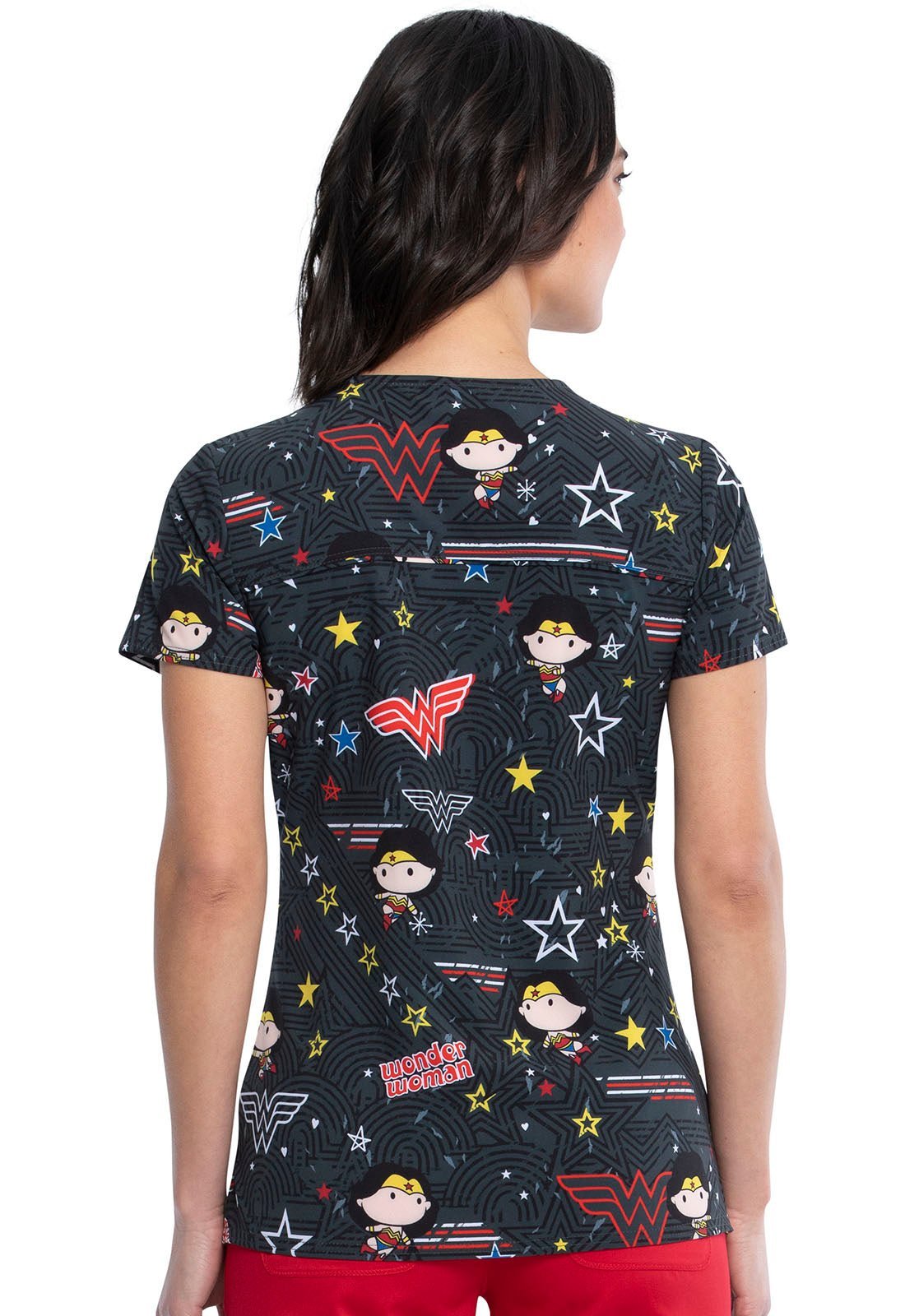 Wonder Woman Tooniforms Licensed DC Comics V Neck Scrub Top TF666 DMVO - Scrubs Select