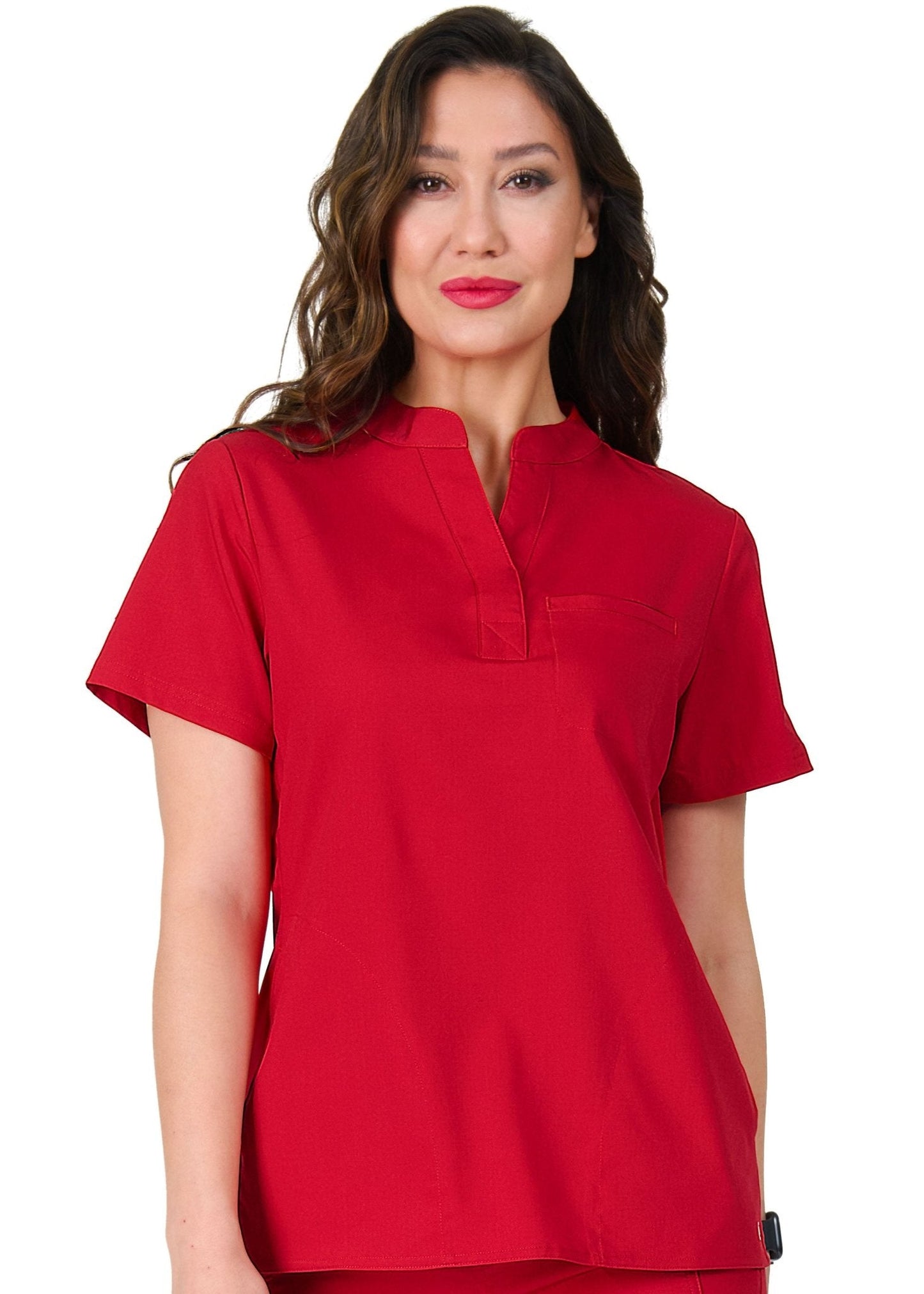 Zavate Chelsea Tuck in Scrub Mandarin Collar Top 1132 Dusty Rose, Red, Sea Foam - Scrubs Select