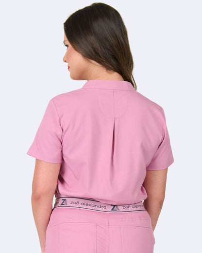 Zavate Chelsea Tuck in Scrub Mandarin Collar Top 1132 Dusty Rose, Red, Sea Foam - Scrubs Select